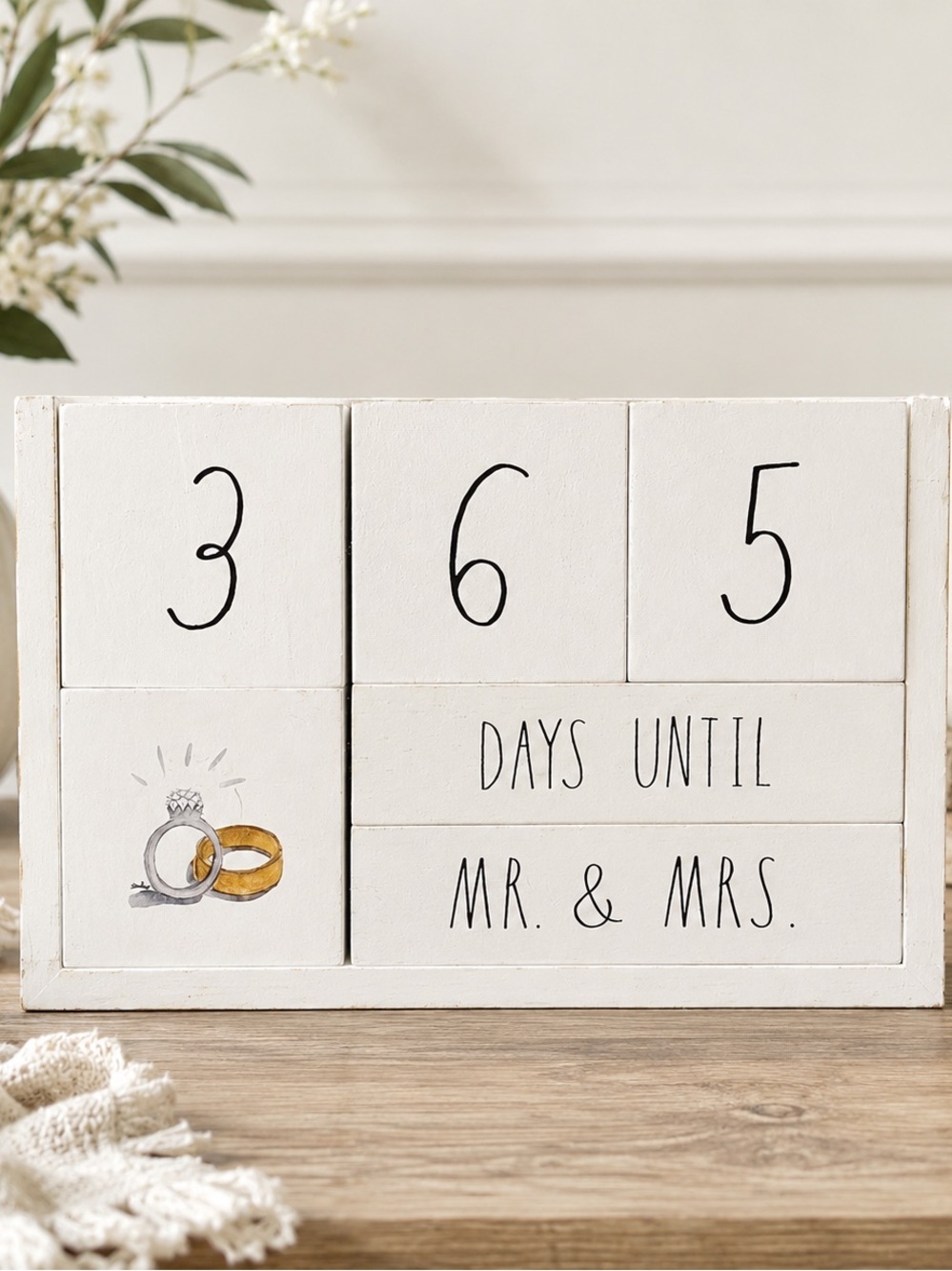 Rae Dunn White and Black 365 Days Countdown Calendar Board